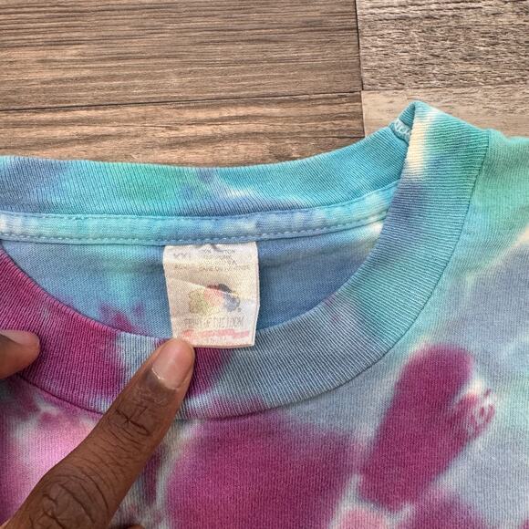 Vintage Fruit of The Loom Swirl Tie Dye Mens 2XL Rainbow Psychedelic T-Shirt 80s - Picture 2 of 7